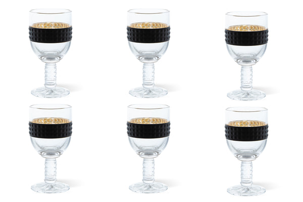 Modern Black & Gold Stemmed Wine Glasses, Set of 6 – Trendsettings