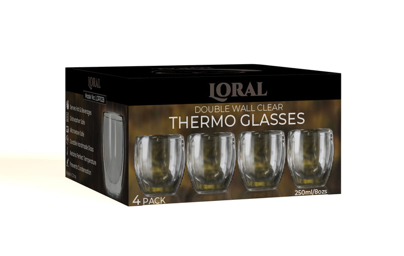 Double Wall Thermo Cups Clear (Set of 2/4) (250ml)