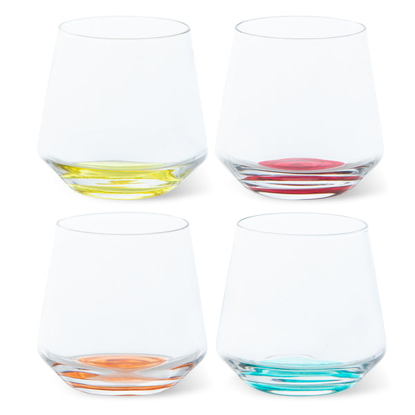 Mixed Color Tumblers with Tinted Base set of 4