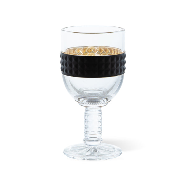 Stemmed Wine Glasses -  Electroplated Black/Gold - (Set of 6)