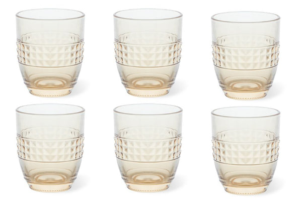 Retro Set of 6 Beverage Glasses - Amber