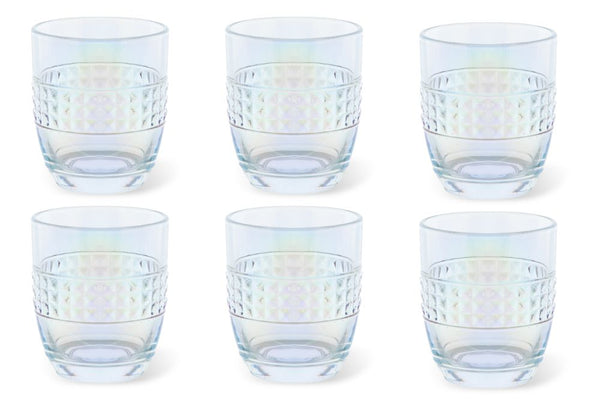Retro Set of 6 Beverage Glasses - Irridescent