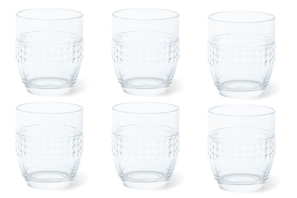 Retro Set of 6 Beverage Glasses - Transparent