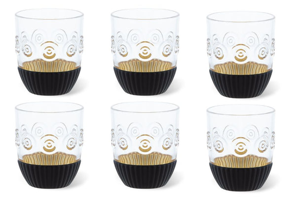 Retro Drinking Glasses (Set of 6) -  Electroplated Black or Gold