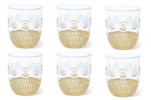 Retro Drinking Glasses (Set of 6) - Gold Electroplated Base